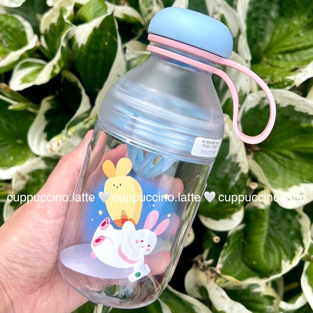 🎀NWT🐰Starbucks Asia White Pink Bunny Plushie Crossbody Carrier & Mini Bottle - Picture 6 of 8